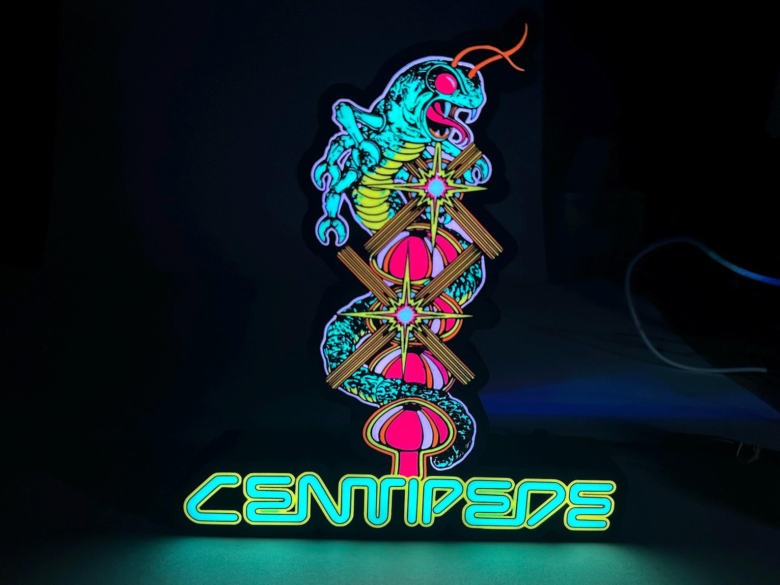 Centipede LED Lighted Sign With Remote, Retro Arcade Collectible, 3D ...