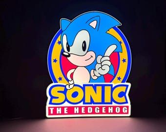 Sonic the Hedgehog Arcade LED Lighted Sign with remote, 3D Printed and handmade, 1980's nostalgia, home or office ready.