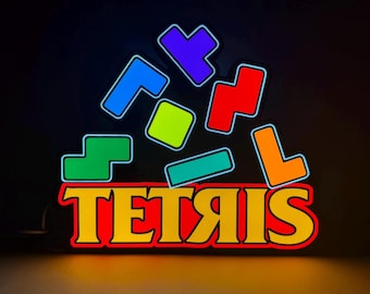 Tetris Arcade LED Lighted Sign with remote, 3D Printed and handmade, 1980's nostalgia, home or office ready.