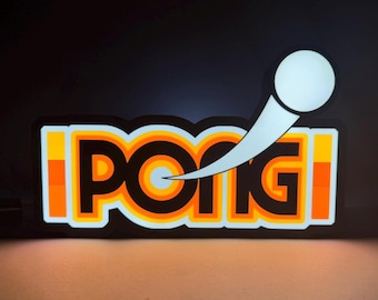 PONG Arcade LED Lighted Sign with remote, 3D Printed and handmade, 1980's nostalgia, home or office ready.