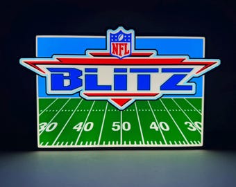 NFL Blitz Arcade LED Lighted Sign with remote, 3D Printed and handmade, 1980's nostalgia, home or office ready.