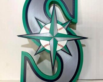 Seattle Mariners "S" logo sign. 2025 AL West Division Champions. 3D Printed sign for home, office, She-Shed, or Mancave. 10" tall.