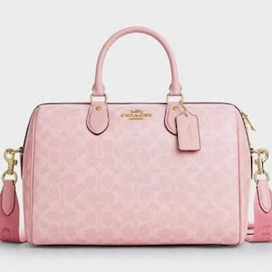 NEW Authentic Coach Pink Rowan Medium Satchel Bag in Signature
