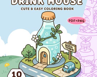 Drink House Coloring Pages, Kawaii Cafe, 10 Pages (Digital Download)