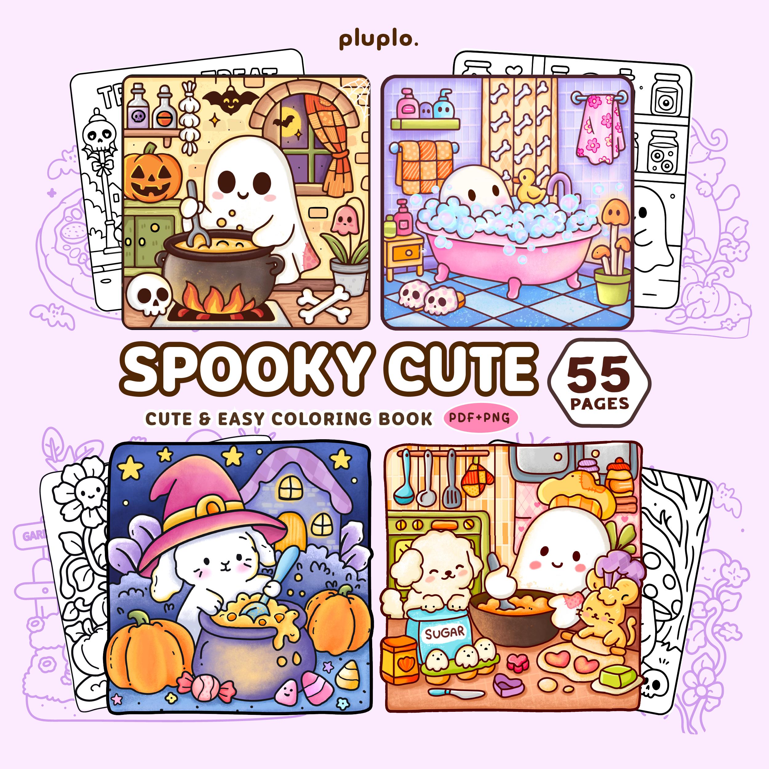 Spooky Cute Ultimate Bold & Easy Coloring Book Bundle - 55 Pages PDF ...