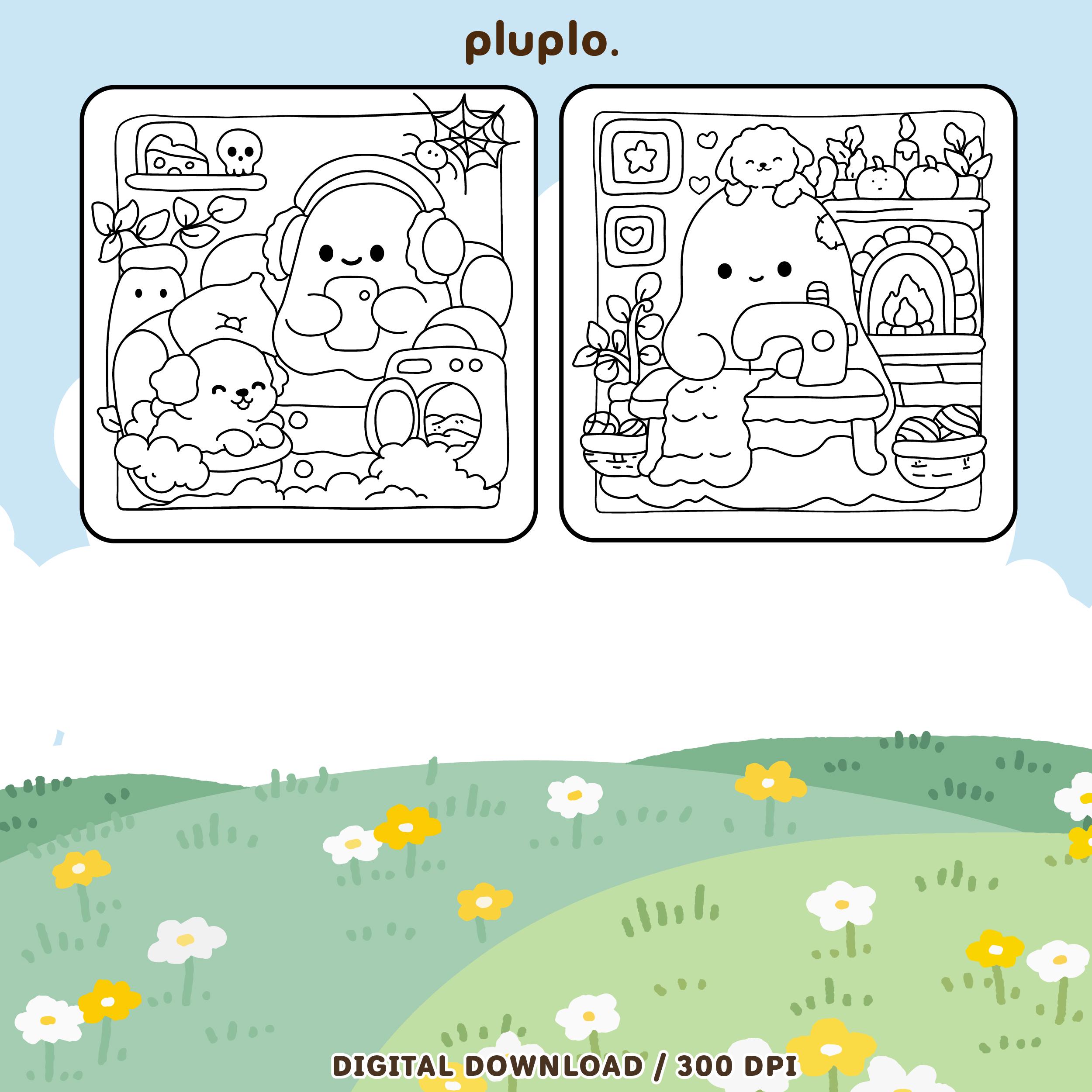 Cozy Spooky Cute Coloring Pages PDF PNG -15 Cozy and Comfy With Little ...