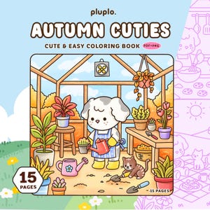 Autumn Cuties Coloring Book PDF PNG - 15 Cute and Cozy Fall Activity Coloring Pages, Cute Animal Friends, Adults & Teens Digital Download