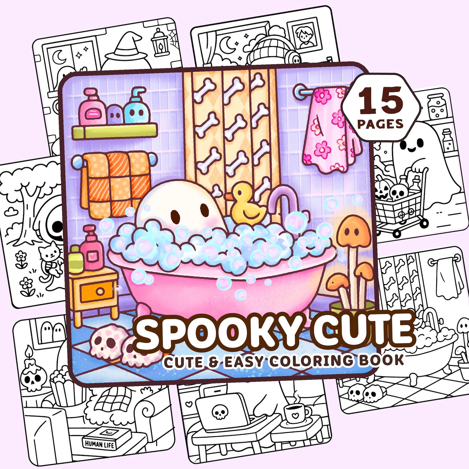 Spooky Cute Ultimate Bold & Easy Coloring Book Bundle - 55 Pages PDF ...