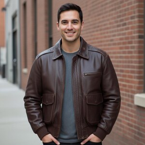 Blouson aviateur A-2 en cuir de chèvre fait main - Blouson aviateur militaire vintage - Style aviateur de la Seconde Guerre mondiale