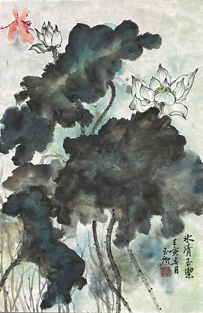 清水蓮 - オリジナルの中国水墨画（墨絵） - Etsy 日本