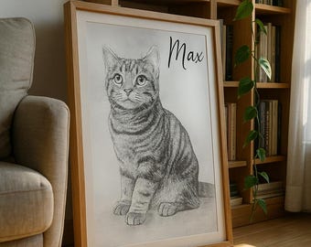Retrato de gato, retrato de perro, retrato de perro personalizado, dibujo a partir de una foto, retrato de mascota, pintura de mascota, retrato personalizado, regalos para mascotas, dibujo de mascota