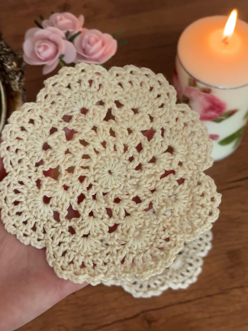Lace Crochet Coaster Pattern | Vintage Tea Doily Mug Rug (PDF Download) image 5