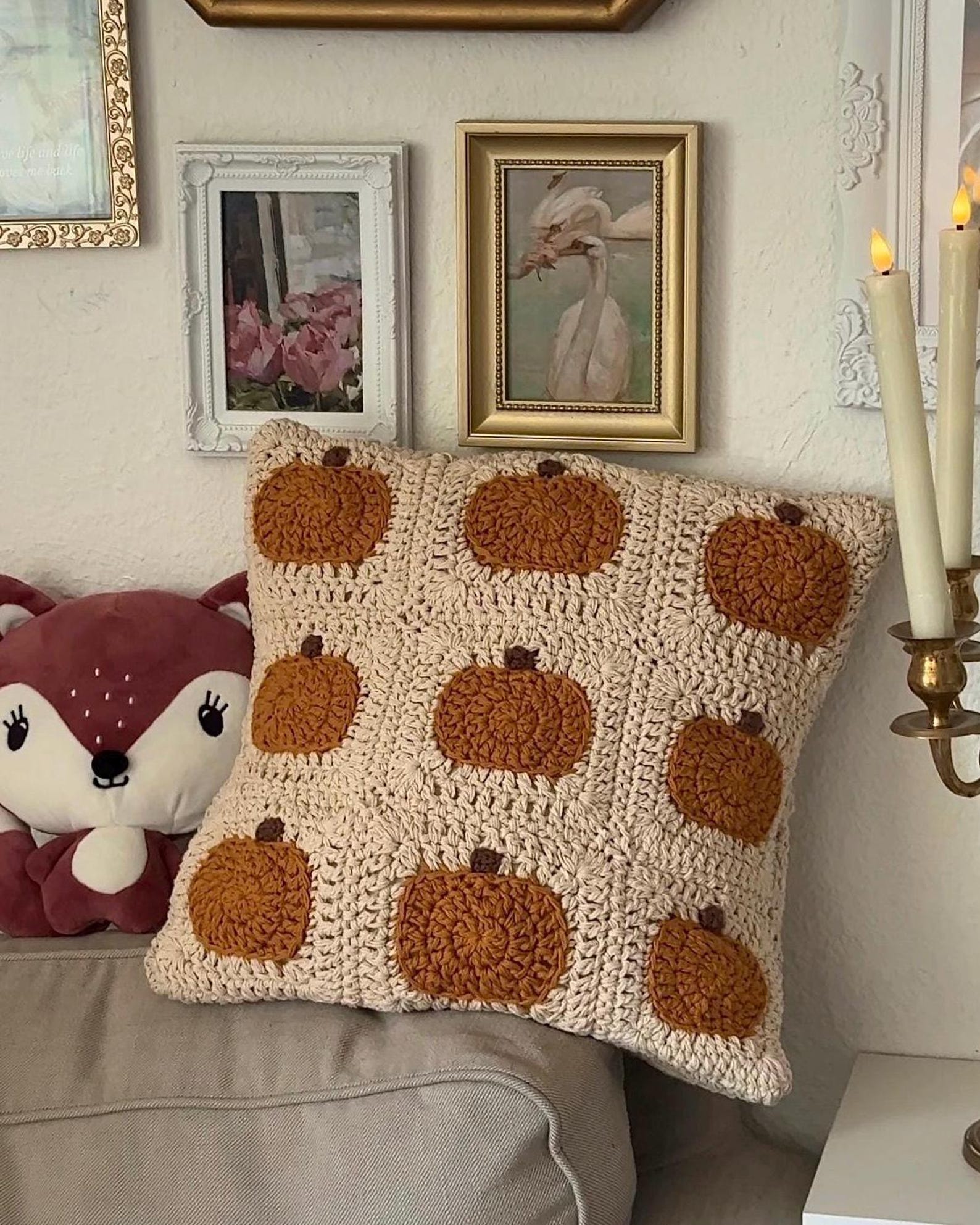 Granny Square Pumpkin Pillow