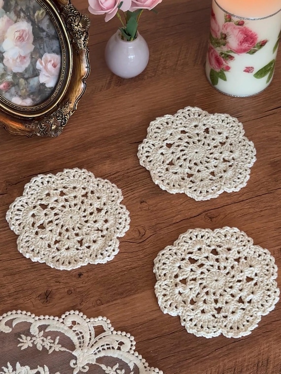 Lace Crochet Coaster Pattern | Vintage Tea Doily Mug Rug (PDF Download)