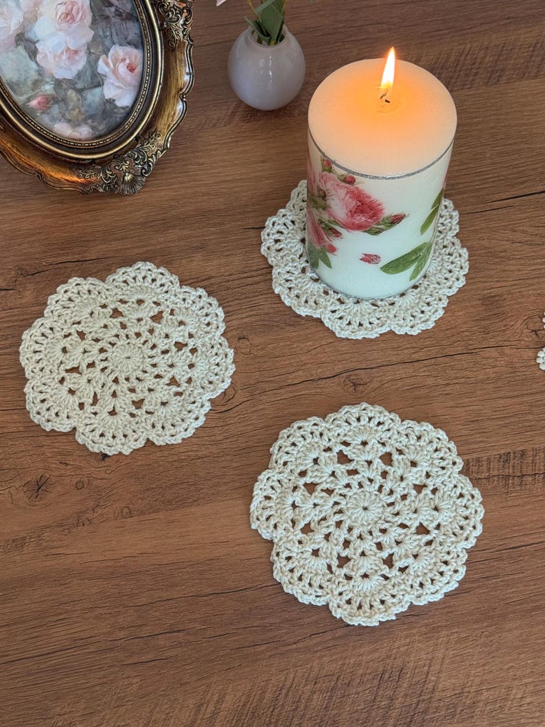 Lace Crochet Coaster Pattern | Vintage Tea Doily Mug Rug (PDF Download) image 7