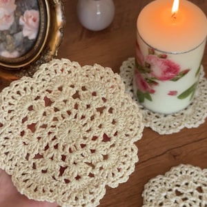 Lace Crochet Coaster Pattern | Vintage Tea Doily Mug Rug (PDF Download) image 2