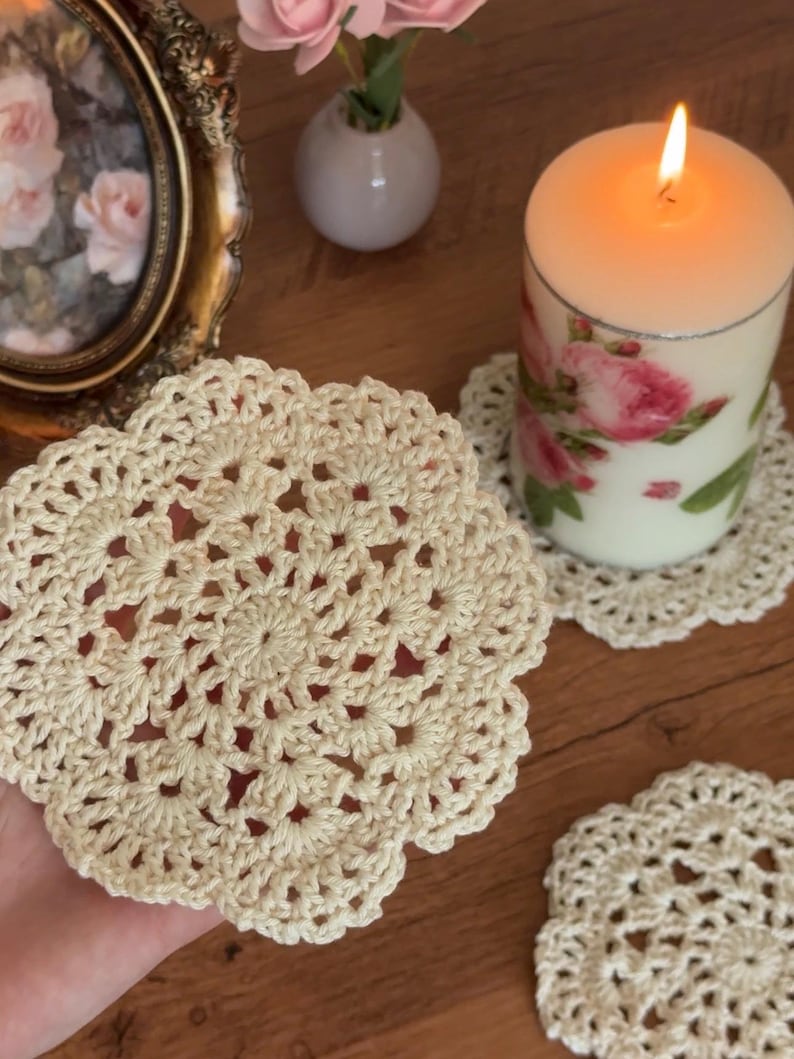 Lace Crochet Coaster Pattern | Vintage Tea Doily Mug Rug (PDF Download) image 2