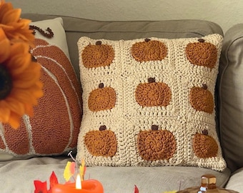 Crochet Pumpkin Pillow Pattern | Granny Square Cushion (PDF Pattern & Video Tutorial)