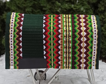 Green Meatllic Best Selling Woolen Saddle Blanket Saddle Pad Ranch Pad Yucca Pad Show Pad Horse Riding  Wool Pad Newzealand Wool Pad 34X42