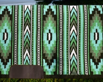 Green Best Selling Woolen Saddle Blanket Saddle Pad Ranch Pad Yucca Pad Show Pad Horse Riding Pad Wool Pad Newzealand Wool Pad 34X42