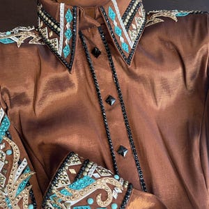 Best Selling RustTaffeta Shirt Western Custom Rodeo Queen, Showmanship, Horsemanship , Western Pleasure Show Shirt & Women Jacket.
