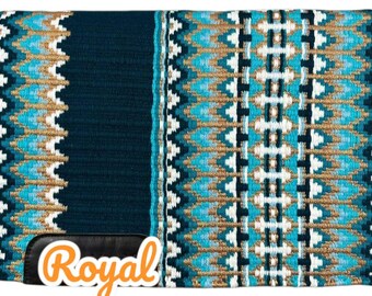 Teal Blue Black Best Selling Woolen Saddle Blanket Saddle Pad Ranch Pad Yucca Pad Show Pad Horse Riding Pad Wool Newzealand Wool Pad 34X42