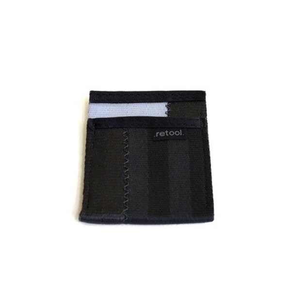 Minimalist Wallet - Black and Silver Seatbelt Wallet - Vegan Card Holder