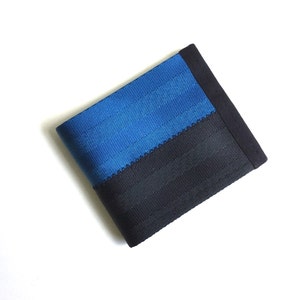 Vegan Wallet in Black and Blue Seatbelt Wallet image 1