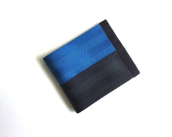 Vegan Wallet in Black and Blue - Seatbelt Wallet