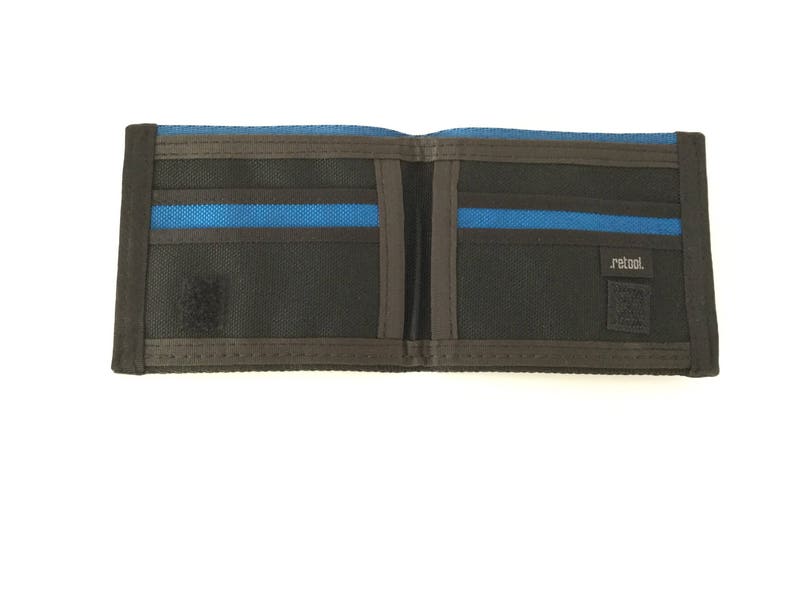 Vegan Wallet in Black and Blue Seatbelt Wallet image 3