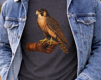 Falconry T Shirt, Vintage Falcon Bird Shirt, Peregrine Falcon Art Tee, Wildlife Nature Graphic Shirt, Gift for Bird Lovers