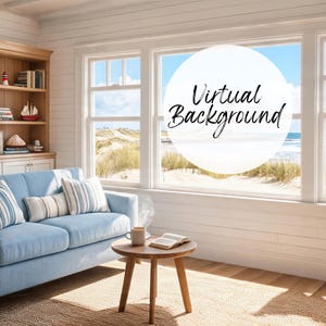 Cape Cod Background for Digital Meetings, Coastal Beach House Office, Digital Download for Professional Video Calls, Remote Work Setup