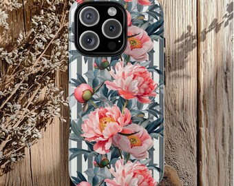 Handyhülle mit Pfingstrosen-Muster, elegantes Blumenmuster