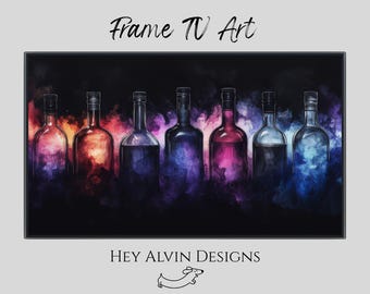 Watercolor Bottles Frame TV Art, Abstract Design (Digital Download)