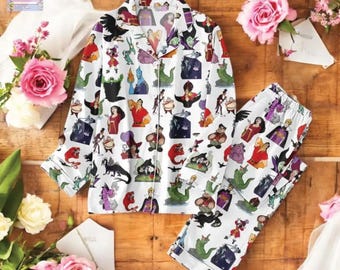 Disney Villains Pajama Set, Maleficent, Ursula & Evil Queen PJs, Cute Cartoon Sleepwear, Gift For Her Or Mom, Perfect Mother’s Day Present