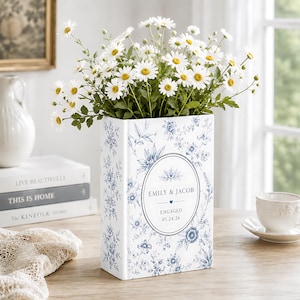 Personalized Engagement Book Vase, Custom Couple Flower Vase, Engagement Keepsake Gift, Proposal Decor, Wedding Planning Gift