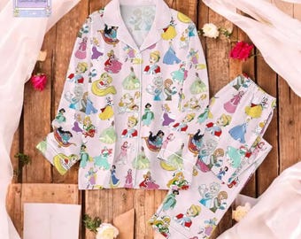 Disney Princess Pajama Set, Christmas Princess Sleepwear For Women, Birthday & Family Matching Pajamas, Bridesmaid Pajamas