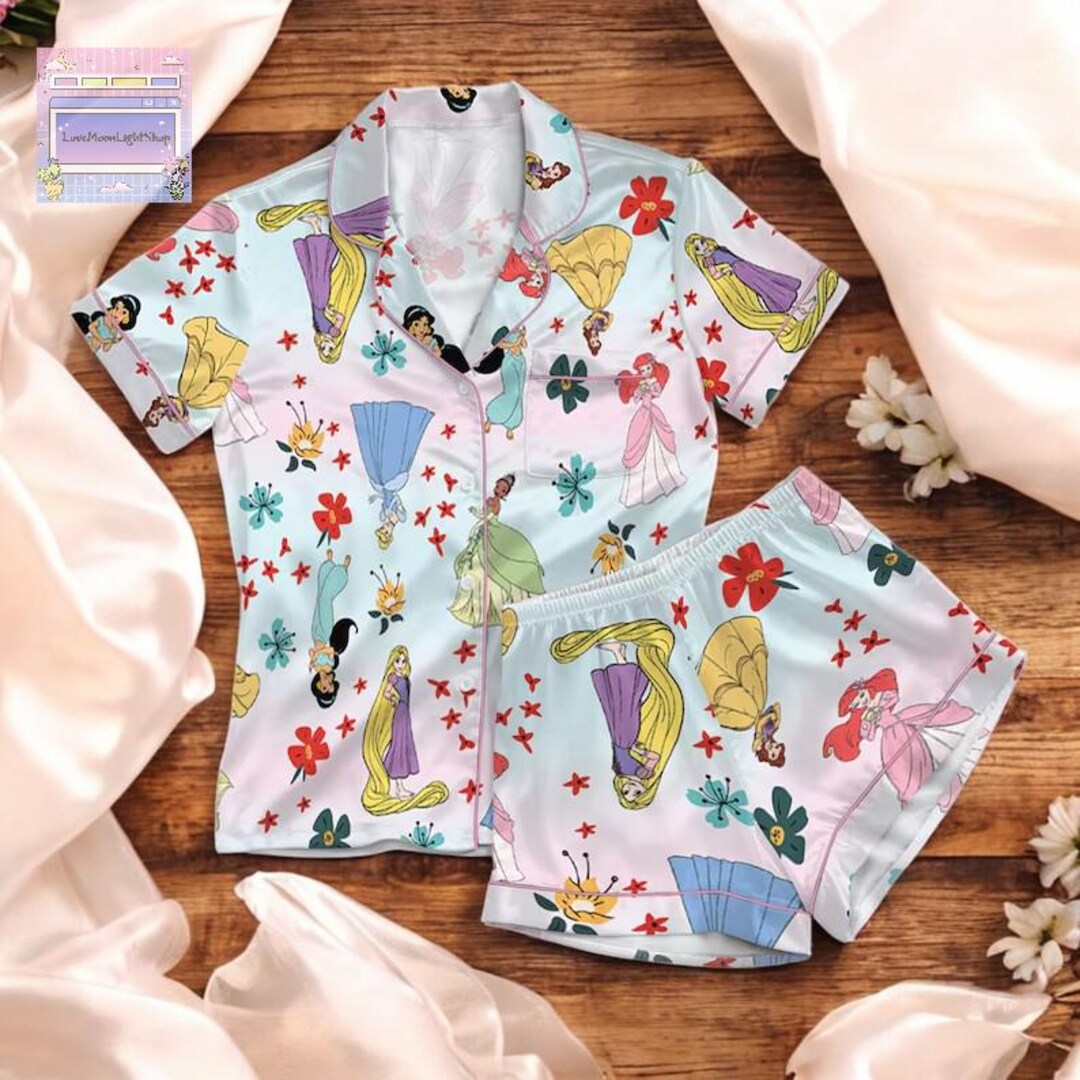 Disney All Princess Characters Pajama Set, Women’s Disneyland Sleepwear ...