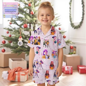 Huntrix Demon Hunters satin pajamas, Kpop idol pajamas for women and kids, Anime girl group pajamas, unique gifts for huntrix fans