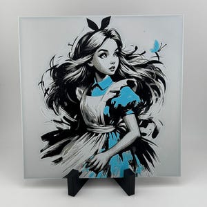 Alice in Wonderland 3D Printed Wall Art: Layered Color Decor (200x200mm - No Frame)