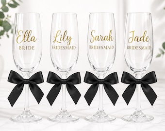 Personalised Bridesmaid Champagne Flute | Custom Name Wedding Glass, Bridal Party Keepsake