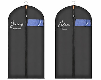 Personalised Garment Bag | Custom Name Wedding Suit Cover | Groom Groomsmen Gift