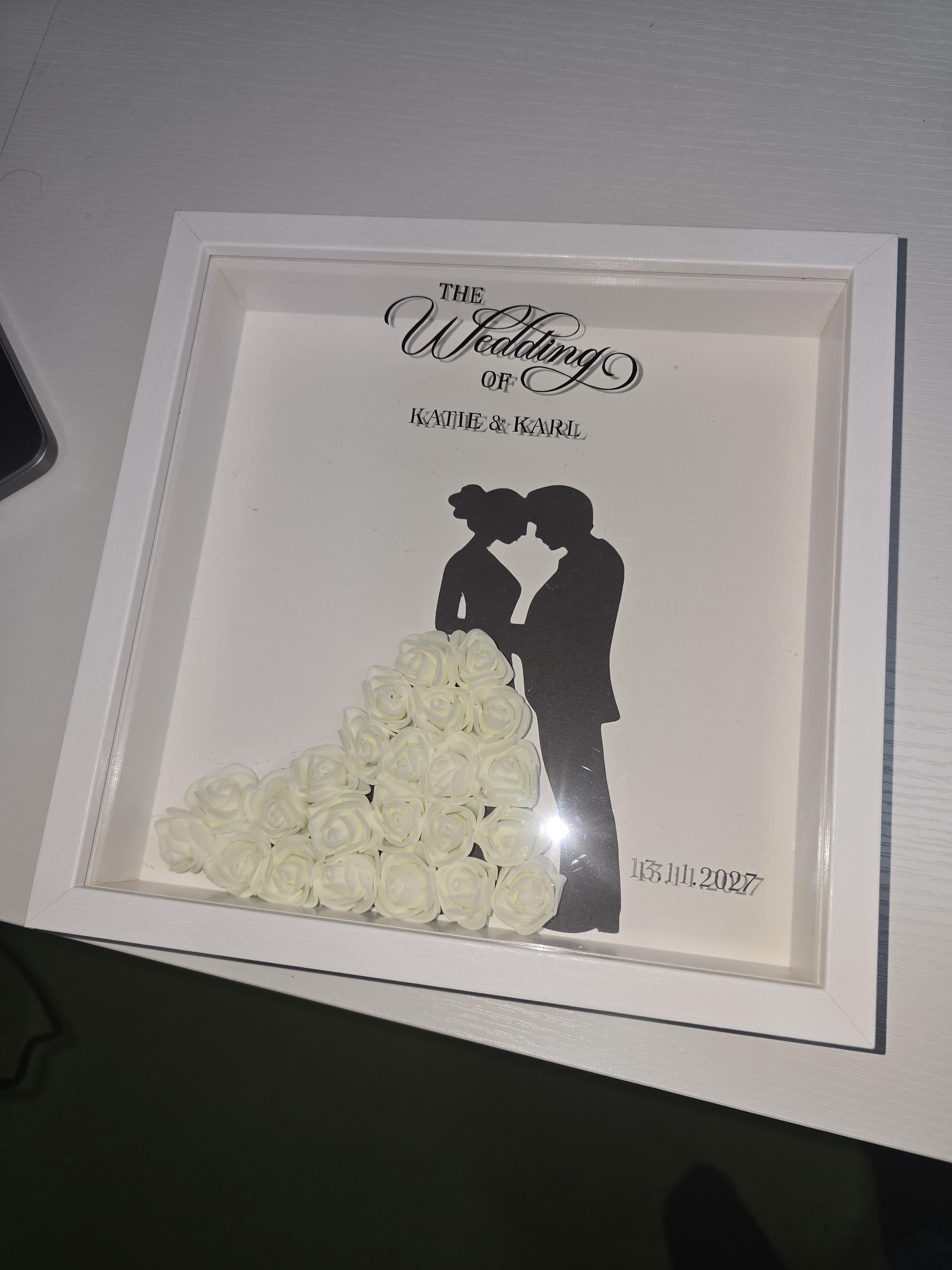Personalized Wedding Shadow Box 3D Rose Dress Bride Groom personalized-wedding-shadow-box-3d-rose-dress-bride-groom