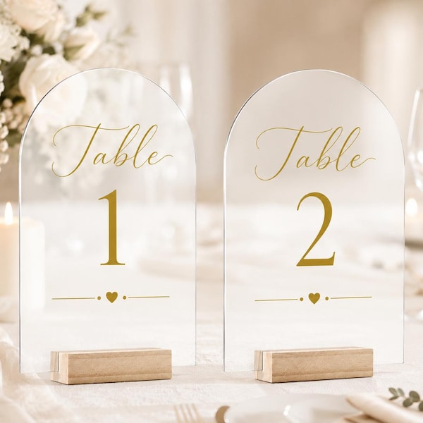 Personalisierte Bogen Acryl Hochzeit Tischnummern | Individuelle Event-Beschilderung