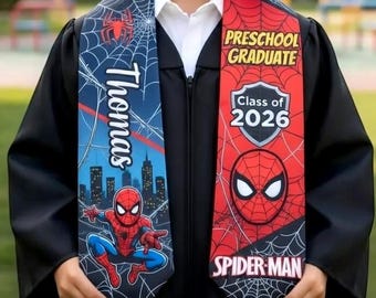 Spider-Man Kids Graduation Stole – Personalized Preschool Graduation Sash 2026