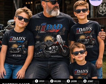 Camiseta "King Of The Road" para papá motero, regalo personalizado para papá motero, camiseta personalizada para papá motero, regalo del Día del Padre, camiseta para la familia motera
