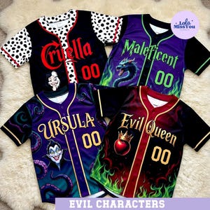 A collection of four colorful baseball jerseys featuring characters from the Disney movie "Despicable Me".