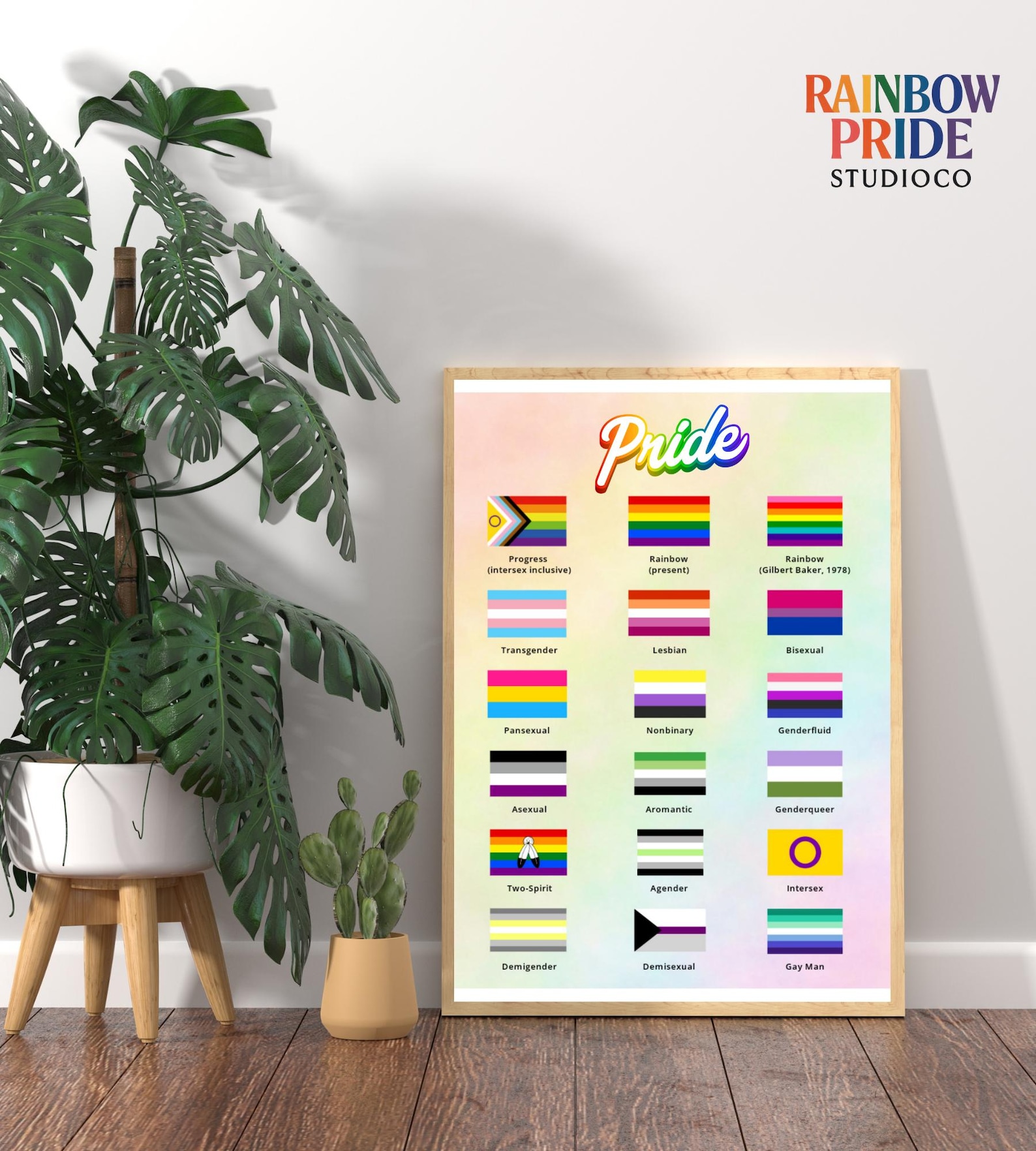 Pride Flags Poster | LGBTQ+ Flag Guide Wall Art | Inclusive Pride Chart ...