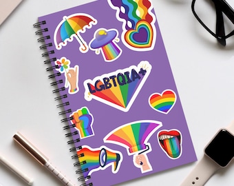 LGBTQIA+ Notebook | Rainbow Spiral Journal | Pride Gift Idea | Queer Lined Diary | Gay Lesbian Notebook, Book, Planner, Notes