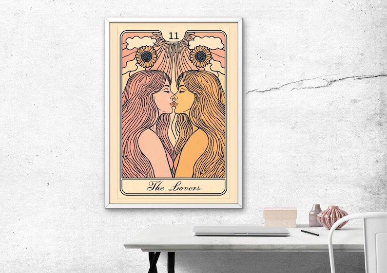 Lesbian Poster, Tarot, Wall art, Lesbian Wall Art, Queer Wall Art, printable Wall Art, Home Decor, Prints Wall Art, Lgbtq, digital Wall Art